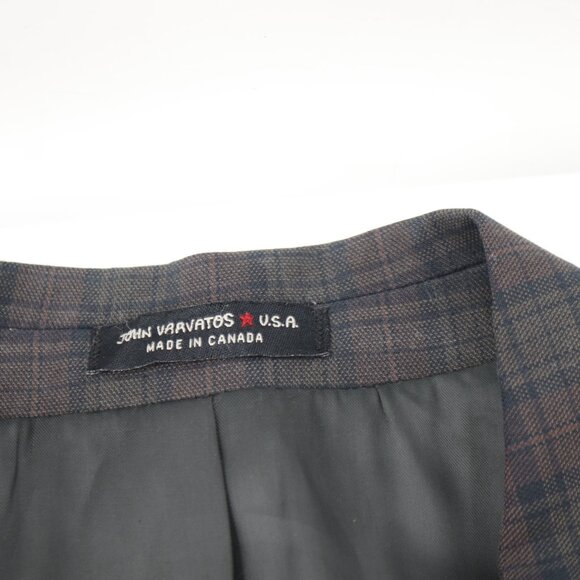 John Varvatos Sport Coat Mens 40R Cotton Blend Soho Fit Two Button Plaid notch - Picture 7 of 13